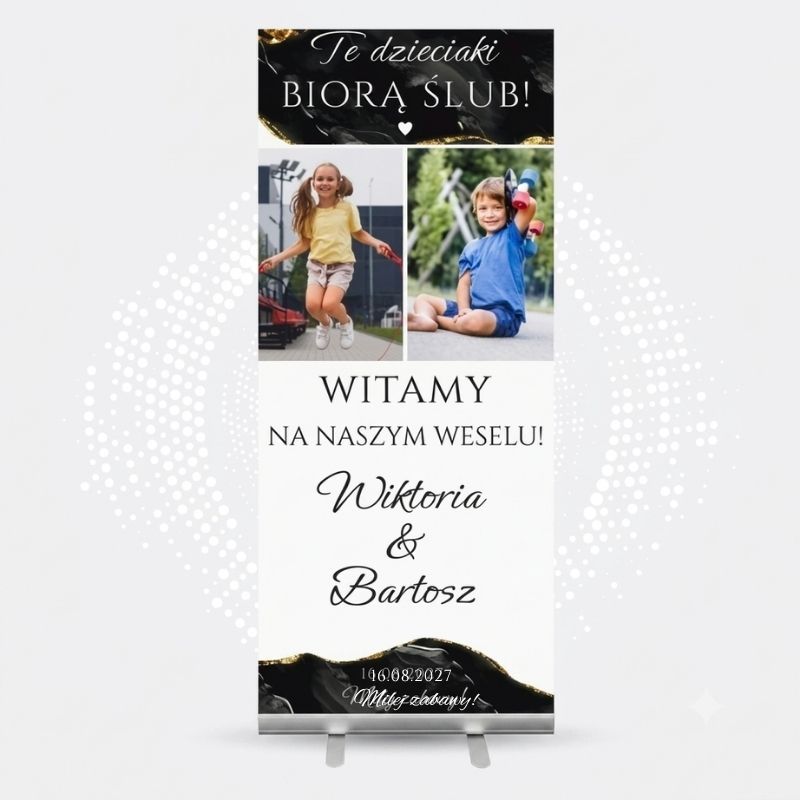 Baner Ślubny Roll-up 85x200 z Twoim Zdjęciem Te Dzieciaki Biorą Ślub