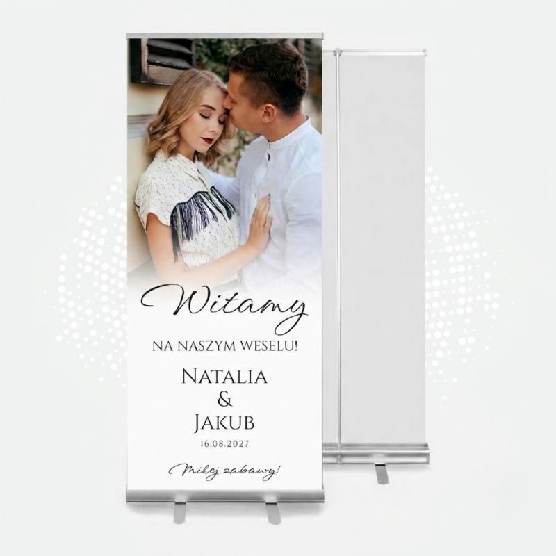 Baner Ślubny Roll Up 85x200 Personalizowany Witacz do Sali