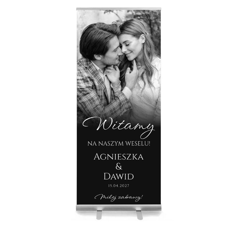 Elegancki Witacz na Wesele Baner Ślubny Roll Up 85x200