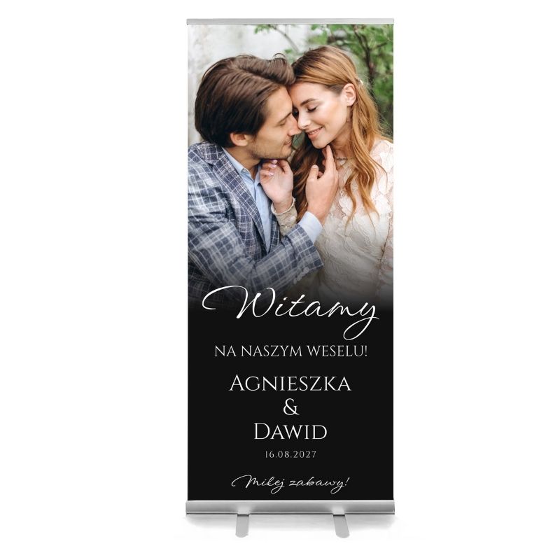 Personalizowany Roll-Up Ślubny Rozwijany 85x200 Witacz Weselny Witamy