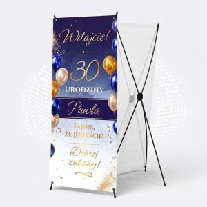 X Baner Powitalny na Urodziny 18 – 100 lat Granat i Złoto Glamour AN2028