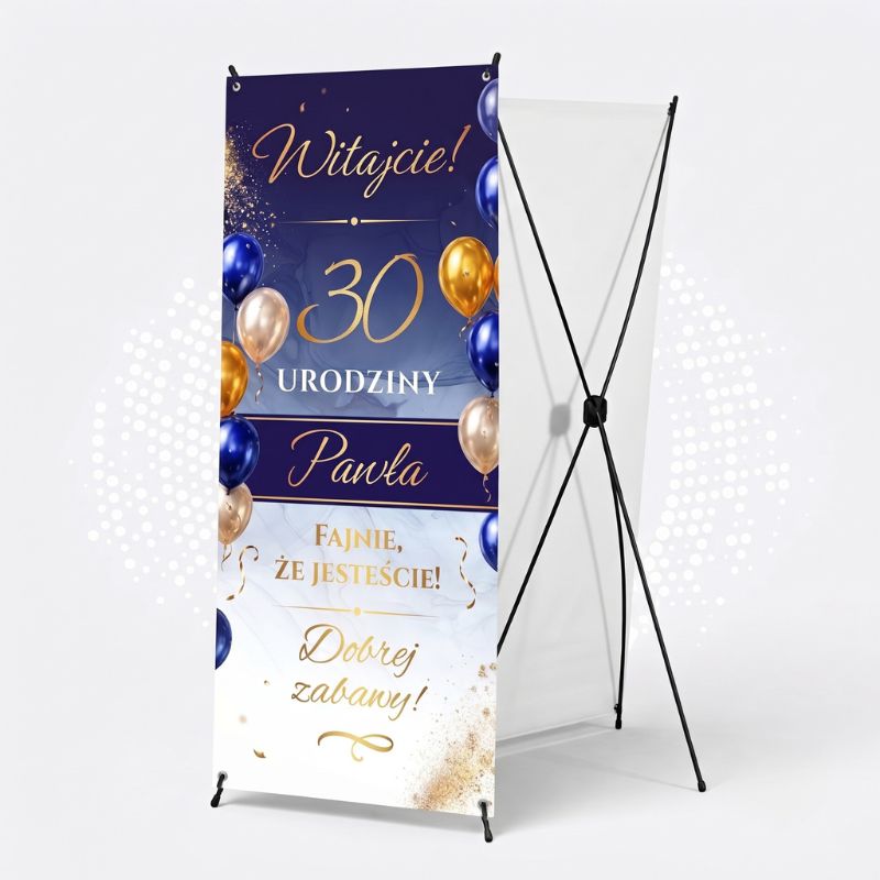X Baner Powitalny na Urodziny 18 – 100 lat Granat i Złoto Glamour AN2028