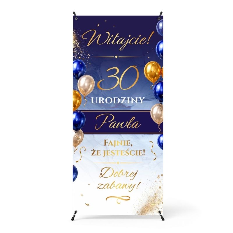 X Baner Powitalny na Urodziny 18 – 100 lat Granat i Złoto Glamour AN2028 - obrazek 2